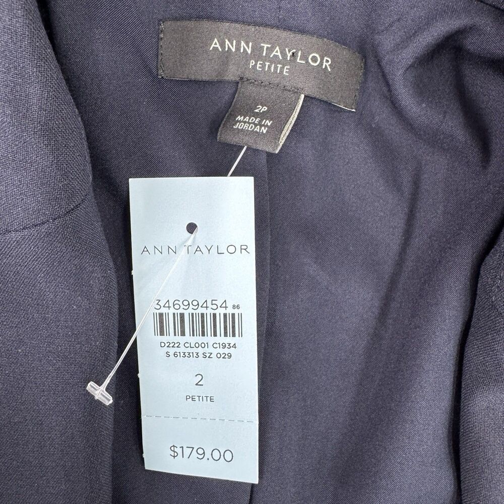 Ann Taylor Petite Navy Blue Sheath Dress & Blazer Suit Set Size 4P / 2P Workwear - Picture 7 of 16